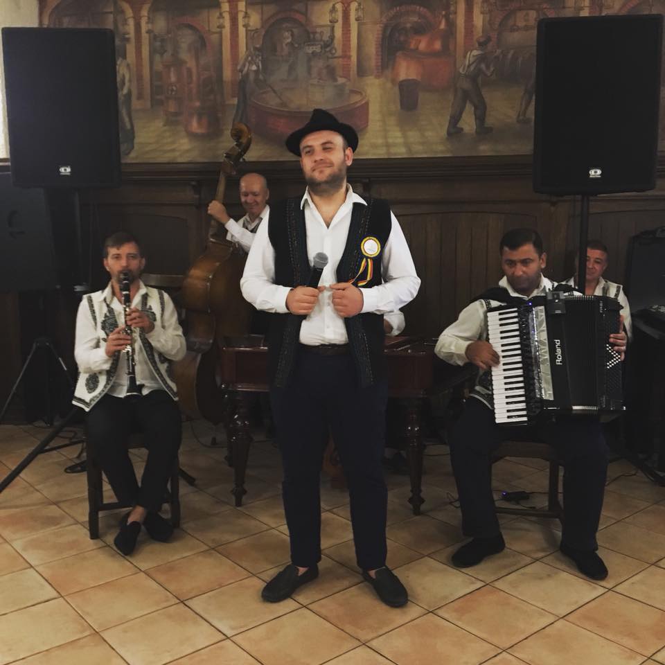 Traditional Romanian gypsy band playing in a restaurant in Bucharest