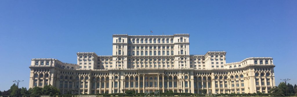 Oversized parliament building in Bucharest, Romania