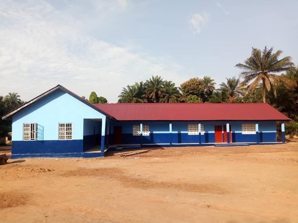 Image of the school, built complete, now waiting to be furnished. 