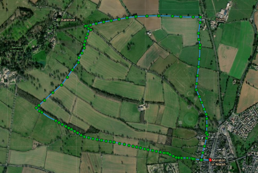 Aerial view of Moreton in Marsh to Batsford Loop