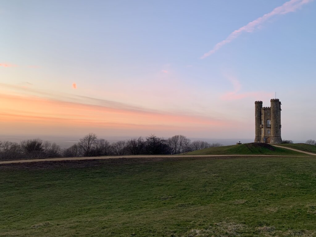 Broadway Tower is one of the best places to see the sunset in the Cotswolds and is within easy walking distance of Broadway town