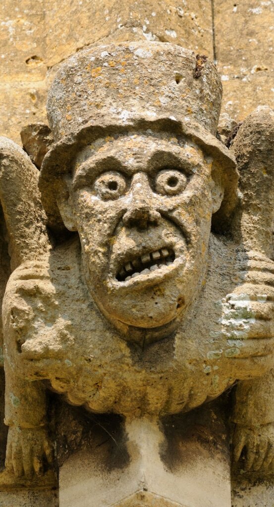 A confused looking grotesque from Winchcombe church