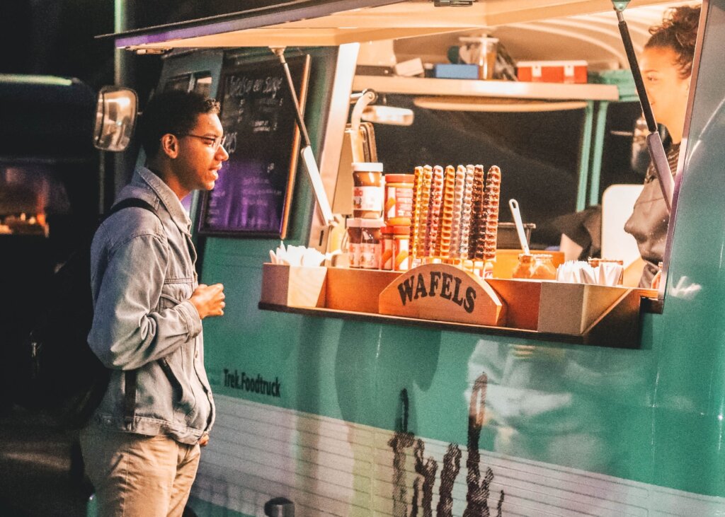 A food truck selling waffles