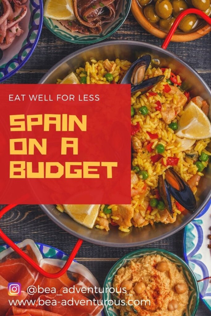 Pinterest pin - Eat well for less, Spain on a Budget. 