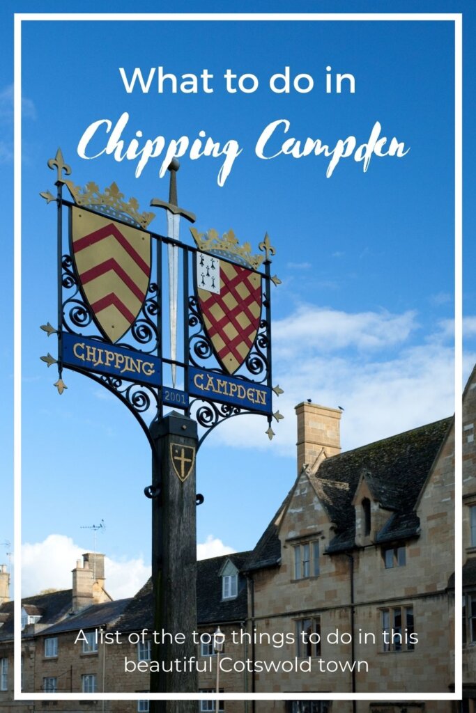 Chipping Campden medieval village sign with honey coloured buildings in the background