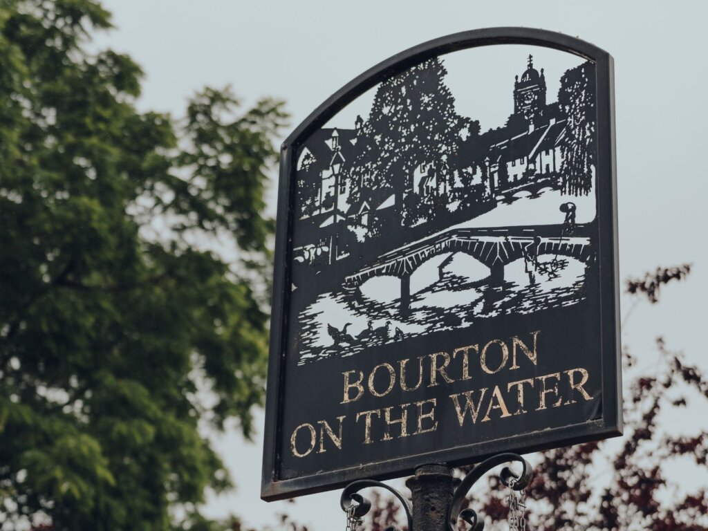 The Bourton on the Water town sign