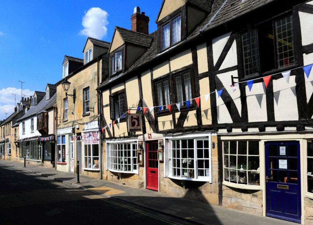 Winchcombe is a little different to other Cotswold villages as it has white and black wooden houses as well as the honey coloured stones