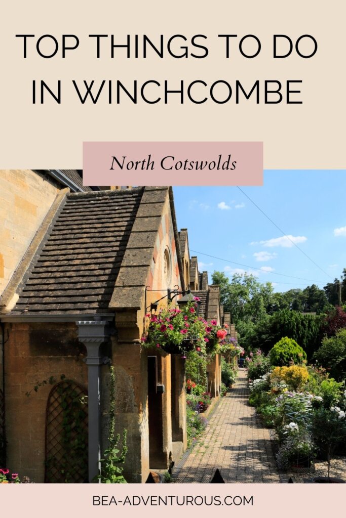 Pin with a photo of some of the pretty Winchcombe houses 