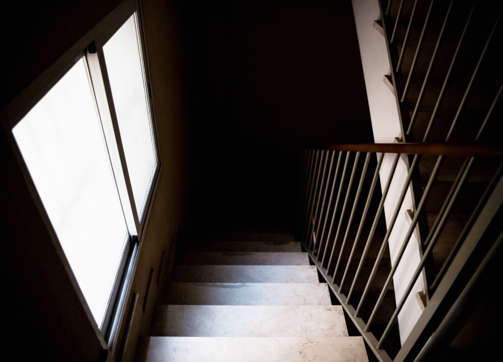 A dark stairway