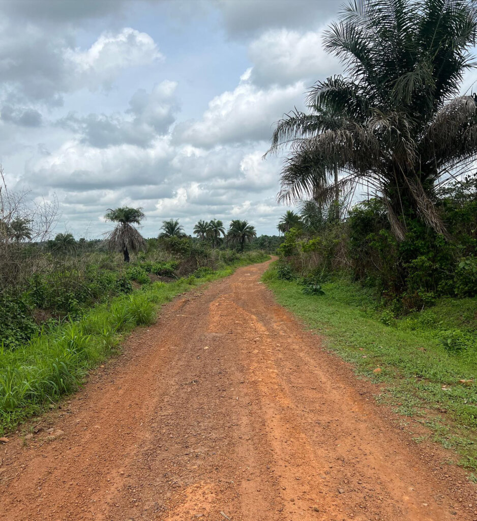 Red dirt track for the final section of the Sierra Leone Marathon