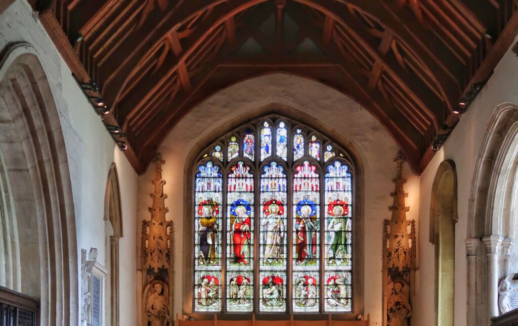 The beautiful stained glass in Burford Church