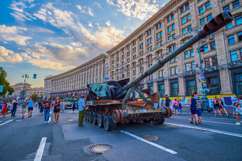 Big russian tank on display