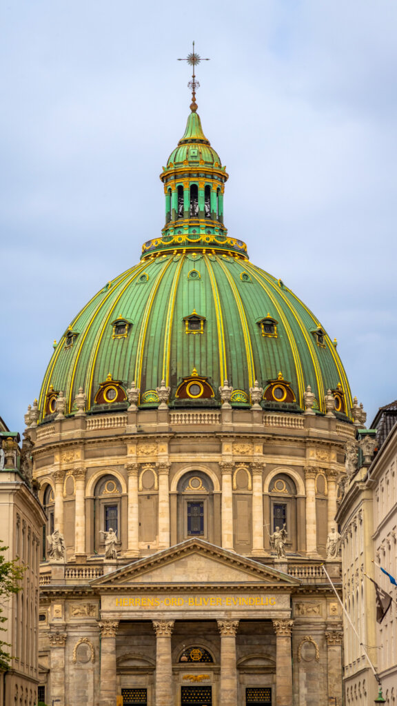 One of the many beautiful buildings to admire as you walk through Copenhagen with it's round dome green roof