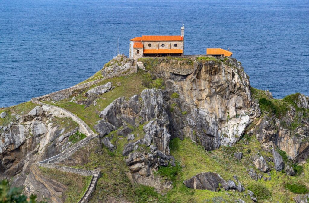 The hermitage of San Juan de Gaztelugatxe perched on top of the rock. Not quite a hidden gem anymore since it was used for filming in Game of Thrones