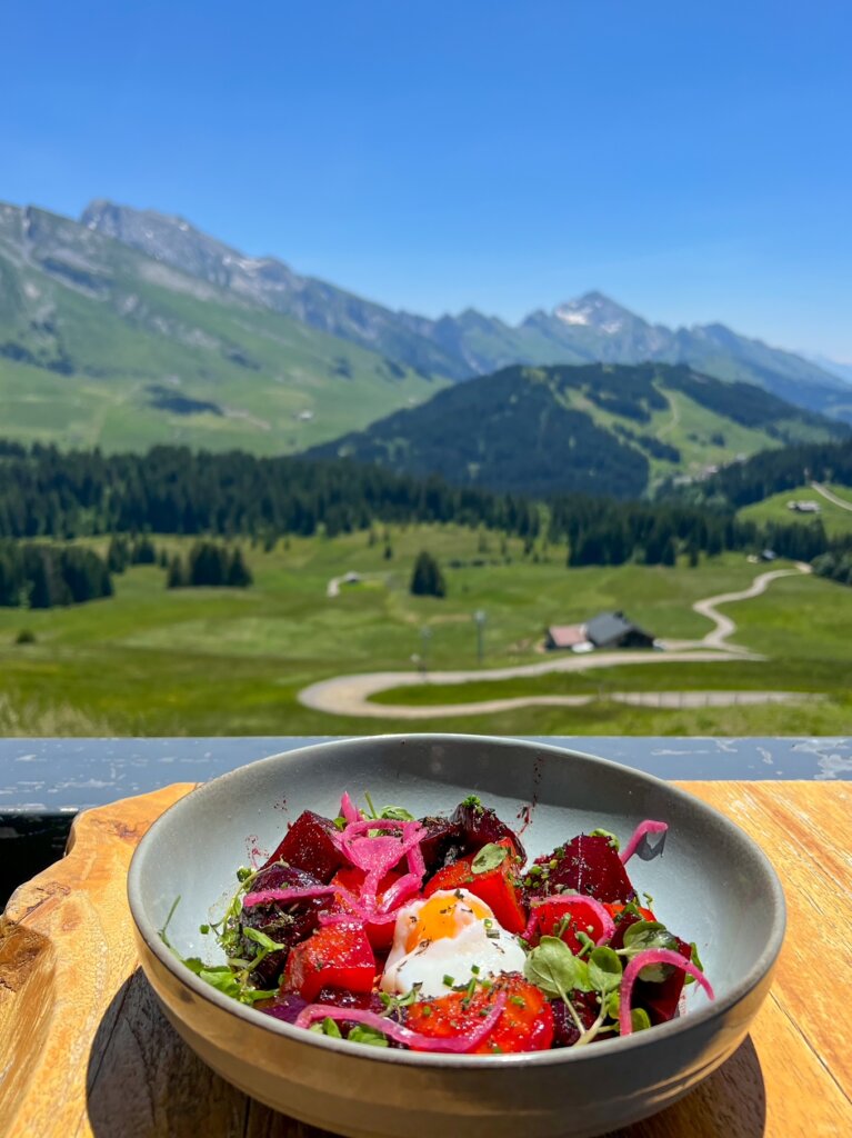 Lunch with a view. Goats cheese and beetroot salad eaten with the most impressive views of the Beauregard Plateau