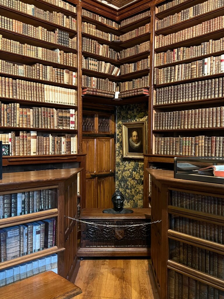 The impressive library within Chateau de menthon