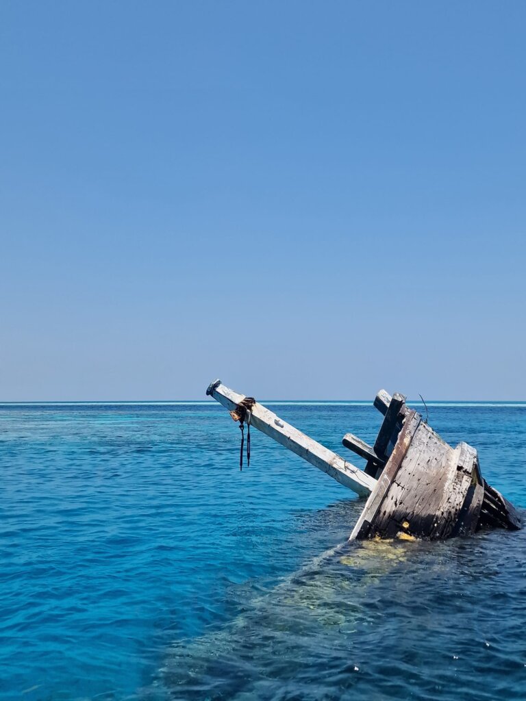 Shipwreck in the middle of the Indian Ocean