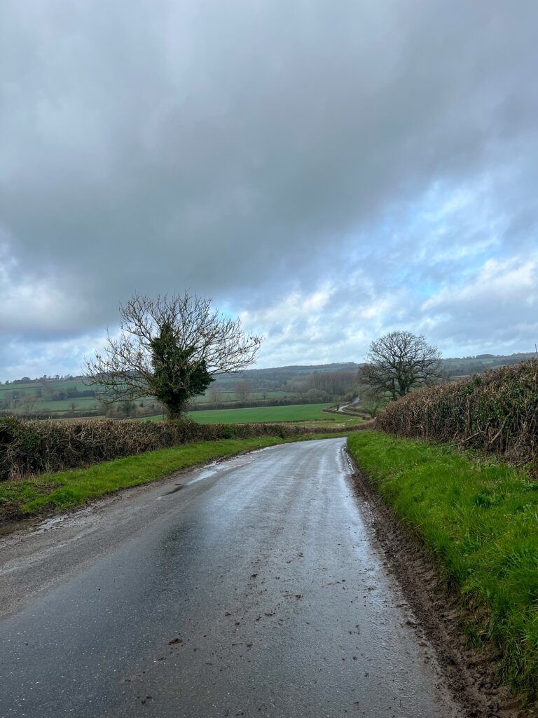 A wet and muddy lane in the Cotswolds