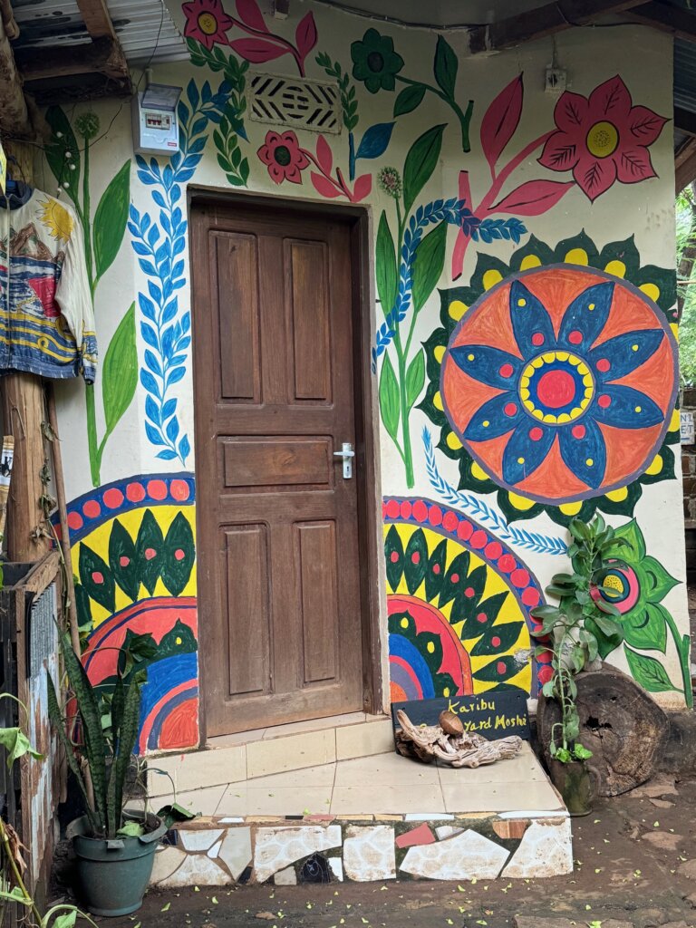 Colourful door at Backyard Hostel in Moshi