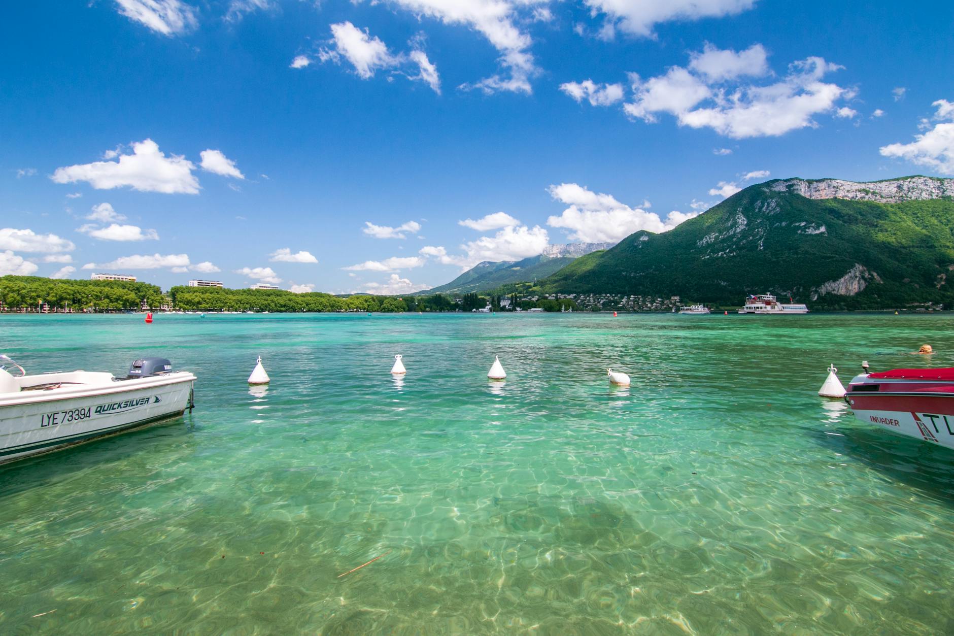 motorboats anchored on the bay