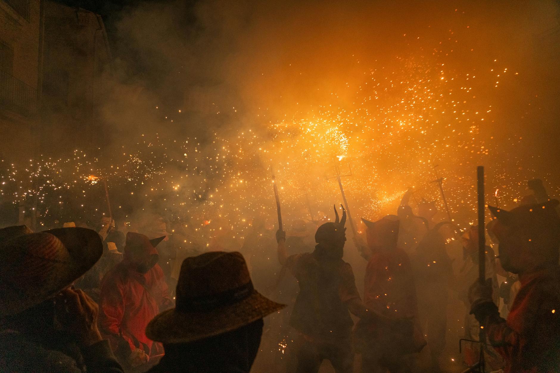 traditional fire festival in les borges blanques