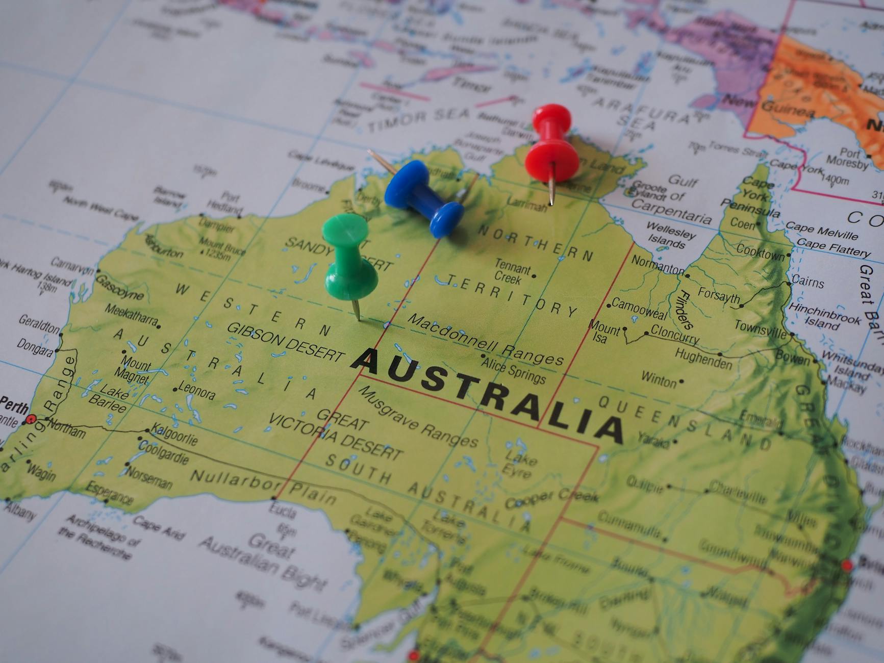 pins on map of australia
